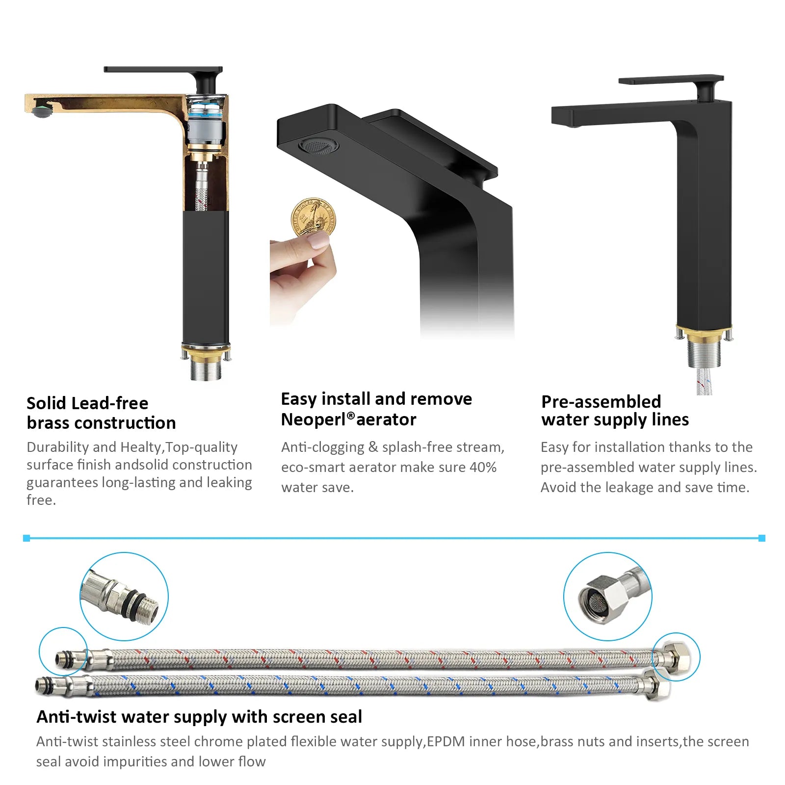 Rihine Bathroom vessel Faucet with Neoperl Aerator –AB001001