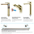 Nile Single Level Tall Brass Basin Faucet - Bathroom Vessel Faucet AB001003