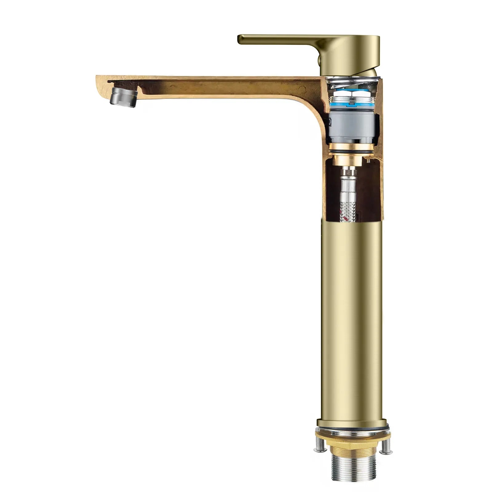 Nile Single Level Tall Brass Basin Faucet - Bathroom Vessel Faucet AB001003