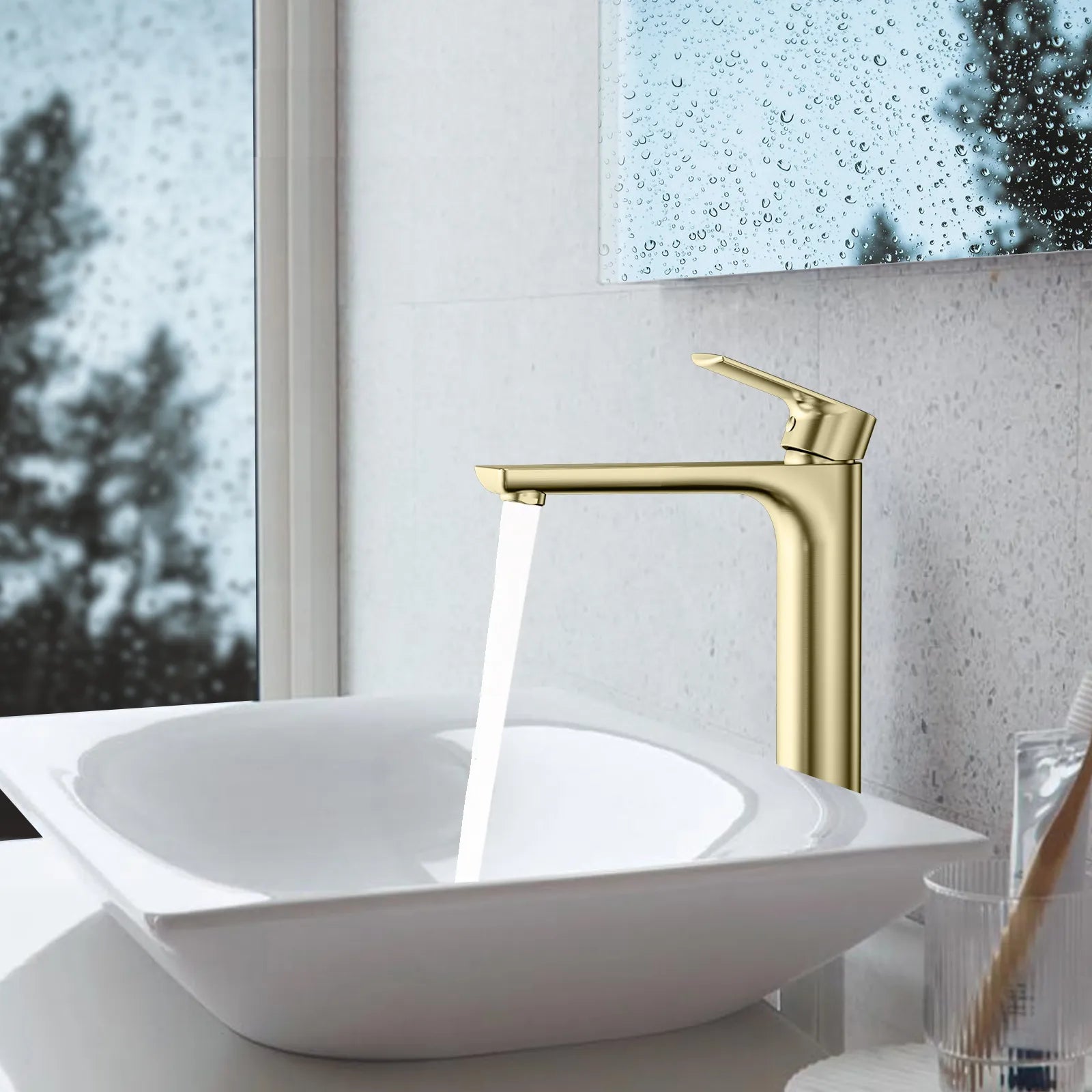 Nile Single Level Tall Brass Basin Faucet - Bathroom Vessel Faucet AB001003
