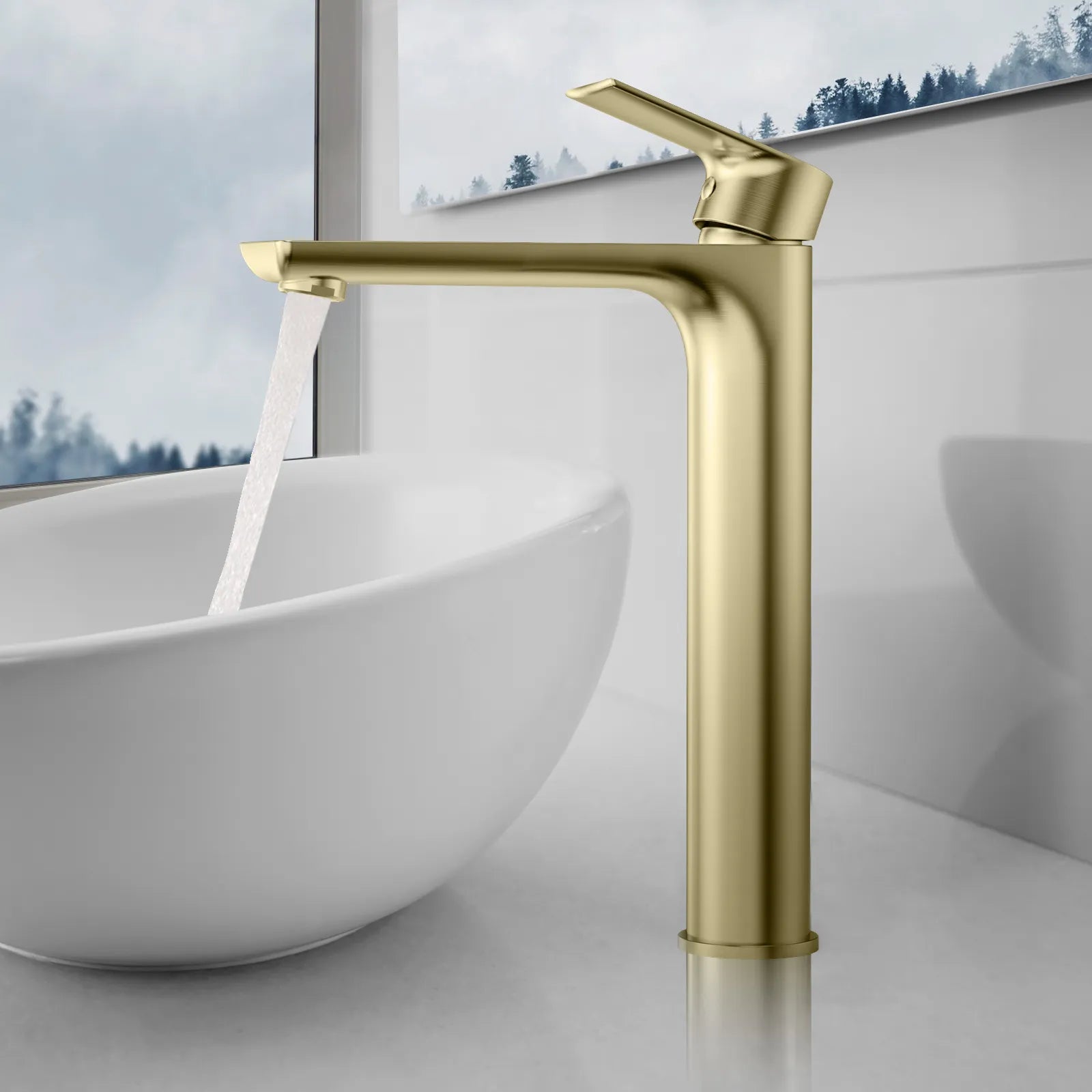 Nile Single Level Tall Brass Basin Faucet - Bathroom Vessel Faucet AB001003