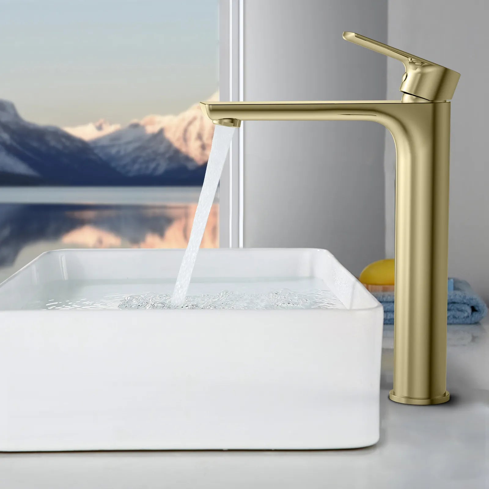 Nile Single Level Tall Brass Basin Faucet - Bathroom Vessel Faucet AB001003