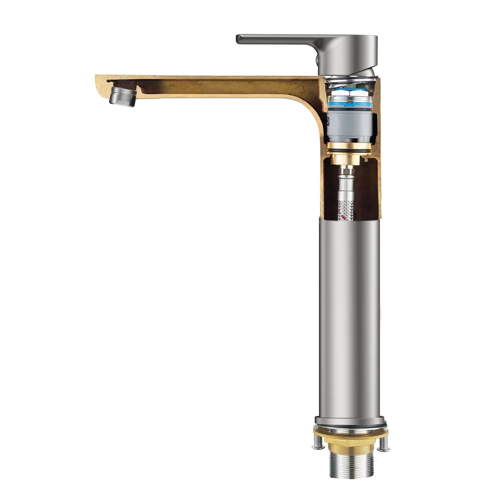 Nile Single Level Tall Brass Basin Faucet - Bathroom Vessel Faucet AB001003