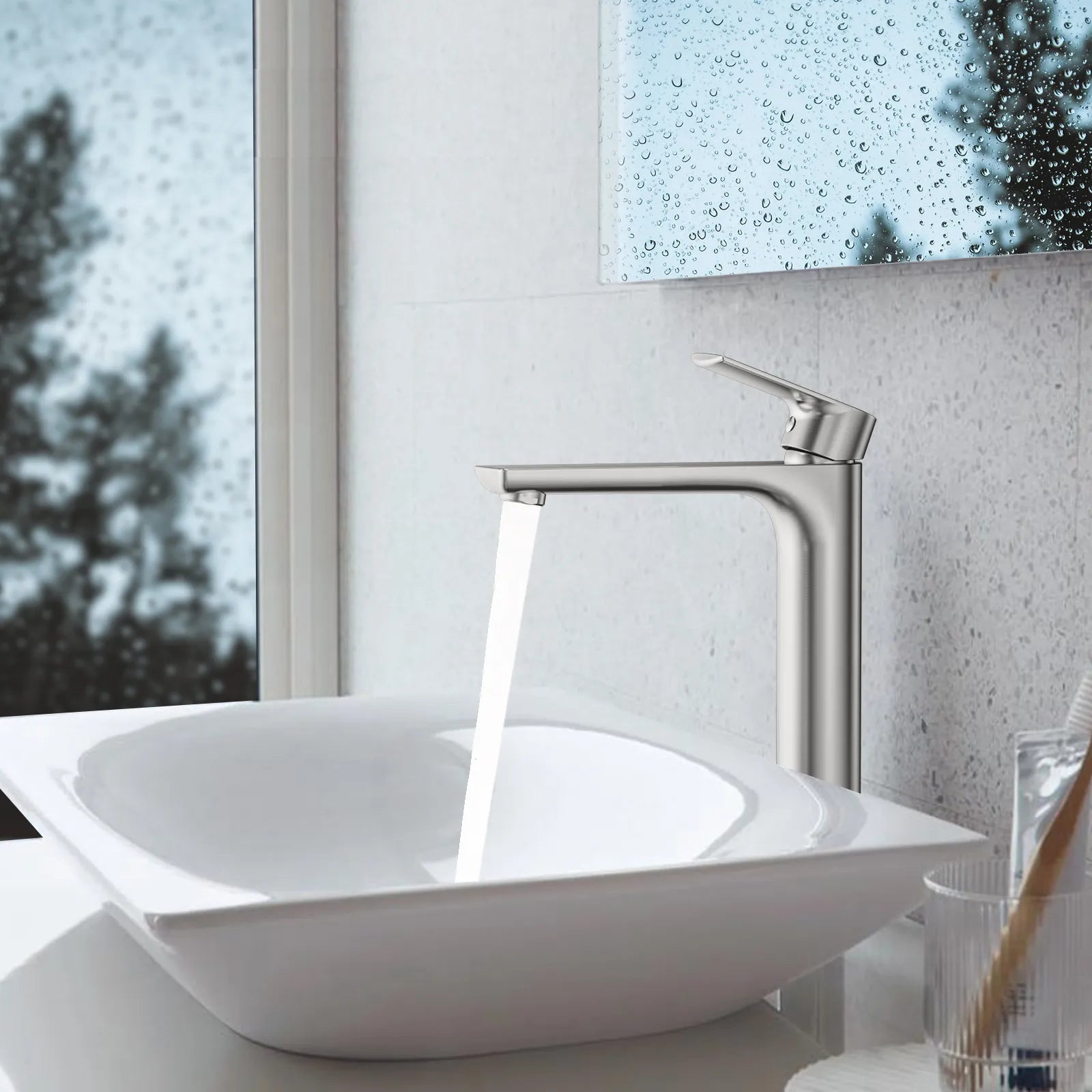 Nile Single Level Tall Brass Basin Faucet - Bathroom Vessel Faucet AB001003