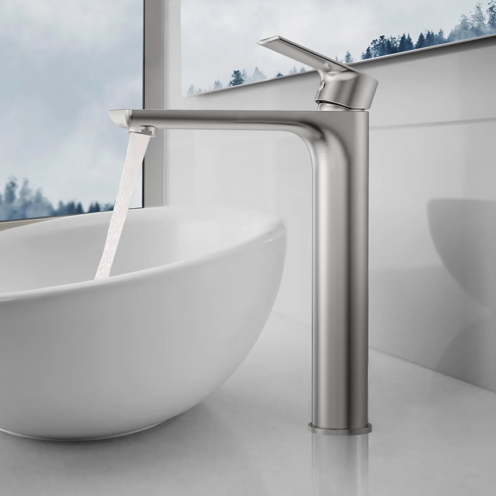 Nile Single Level Tall Brass Basin Faucet - Bathroom Vessel Faucet AB001003