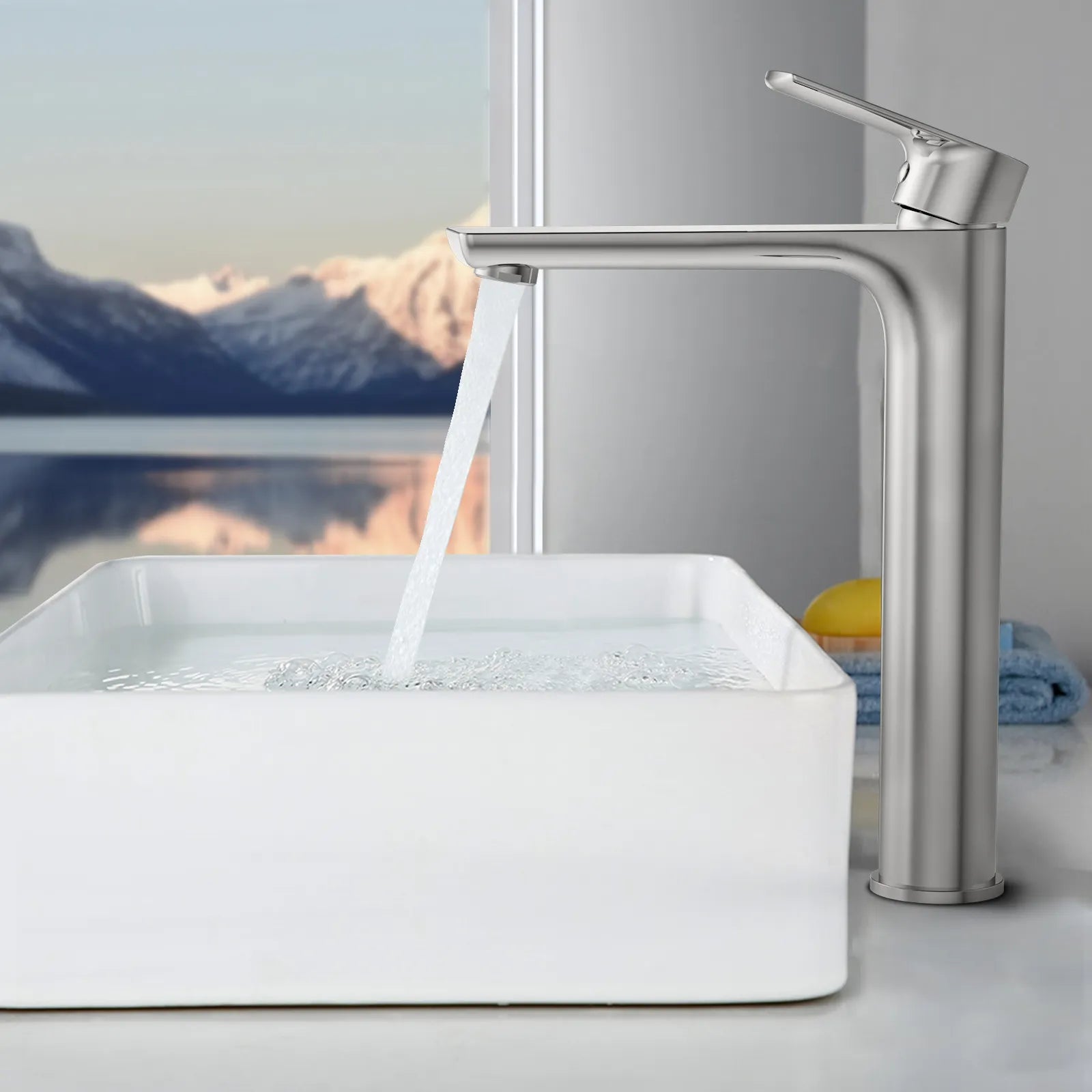 Nile Single Level Tall Brass Basin Faucet - Bathroom Vessel Faucet AB001003