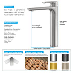 Nile Single Level Tall Brass Basin Faucet - Bathroom Vessel Faucet AB001003