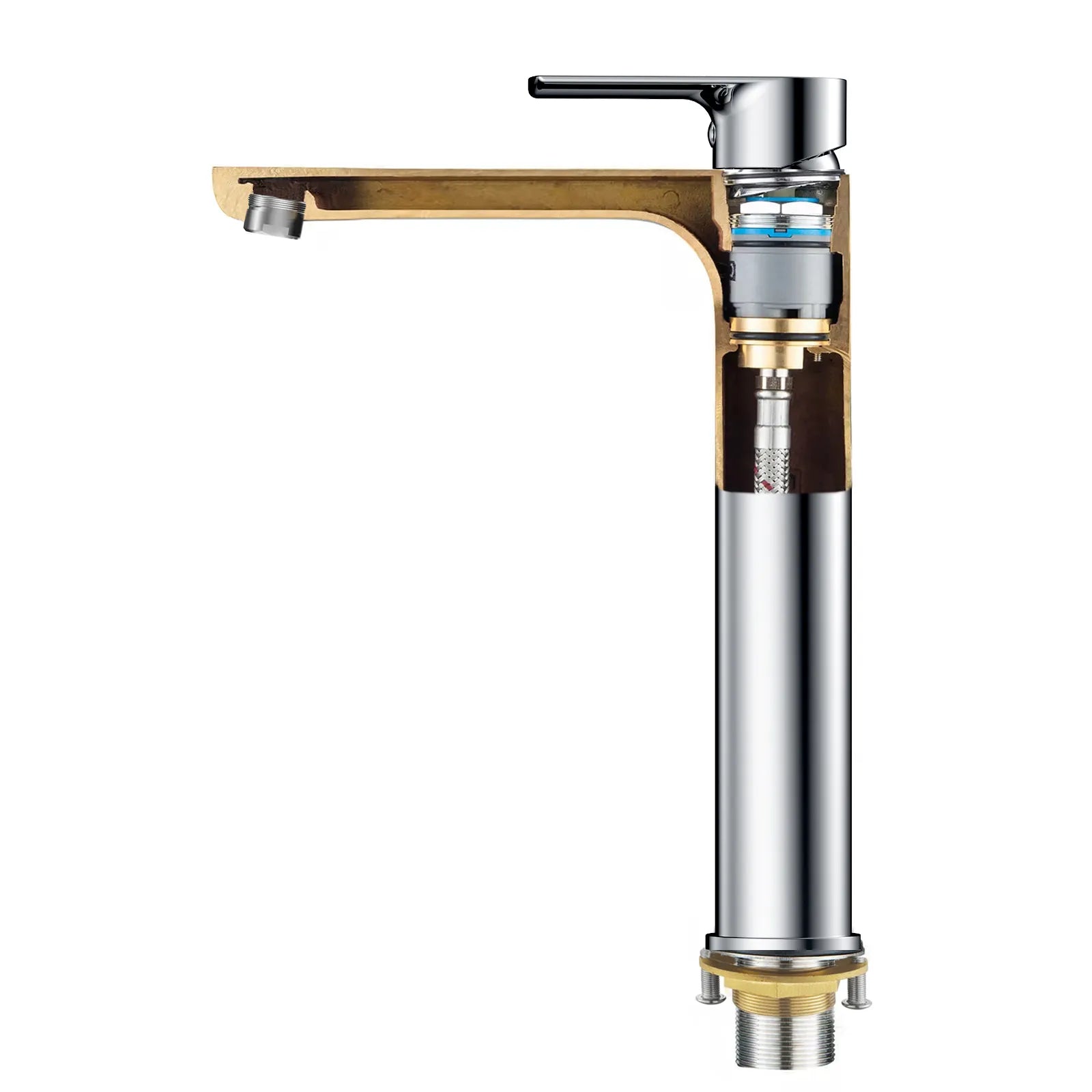 Nile Single Level Tall Brass Basin Faucet - Bathroom Vessel Faucet AB001003