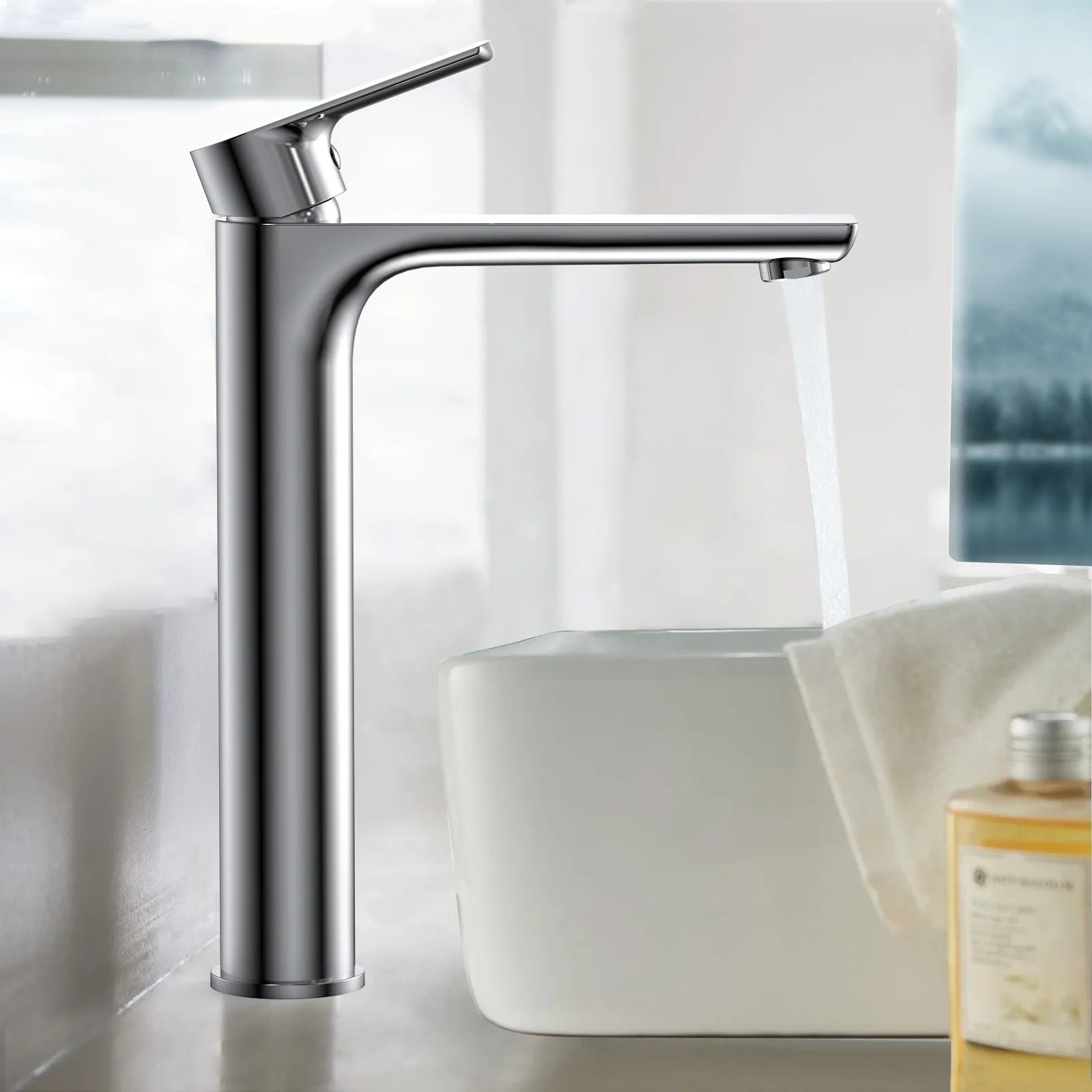 Nile Single Level Tall Brass Basin Faucet - Bathroom Vessel Faucet AB001003