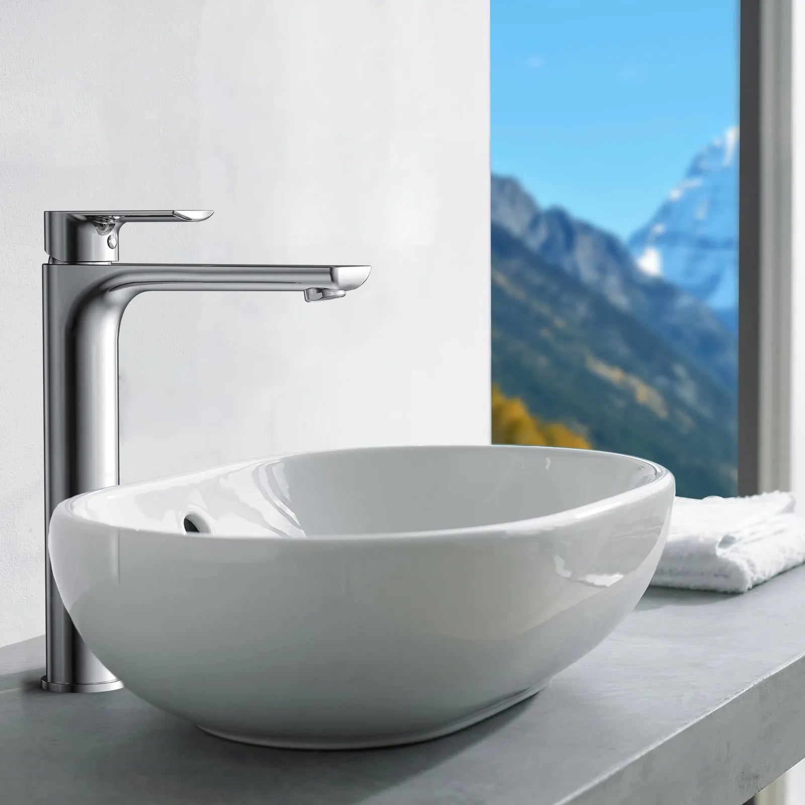 Nile Single Level Tall Brass Basin Faucet - Bathroom Vessel Faucet AB001003