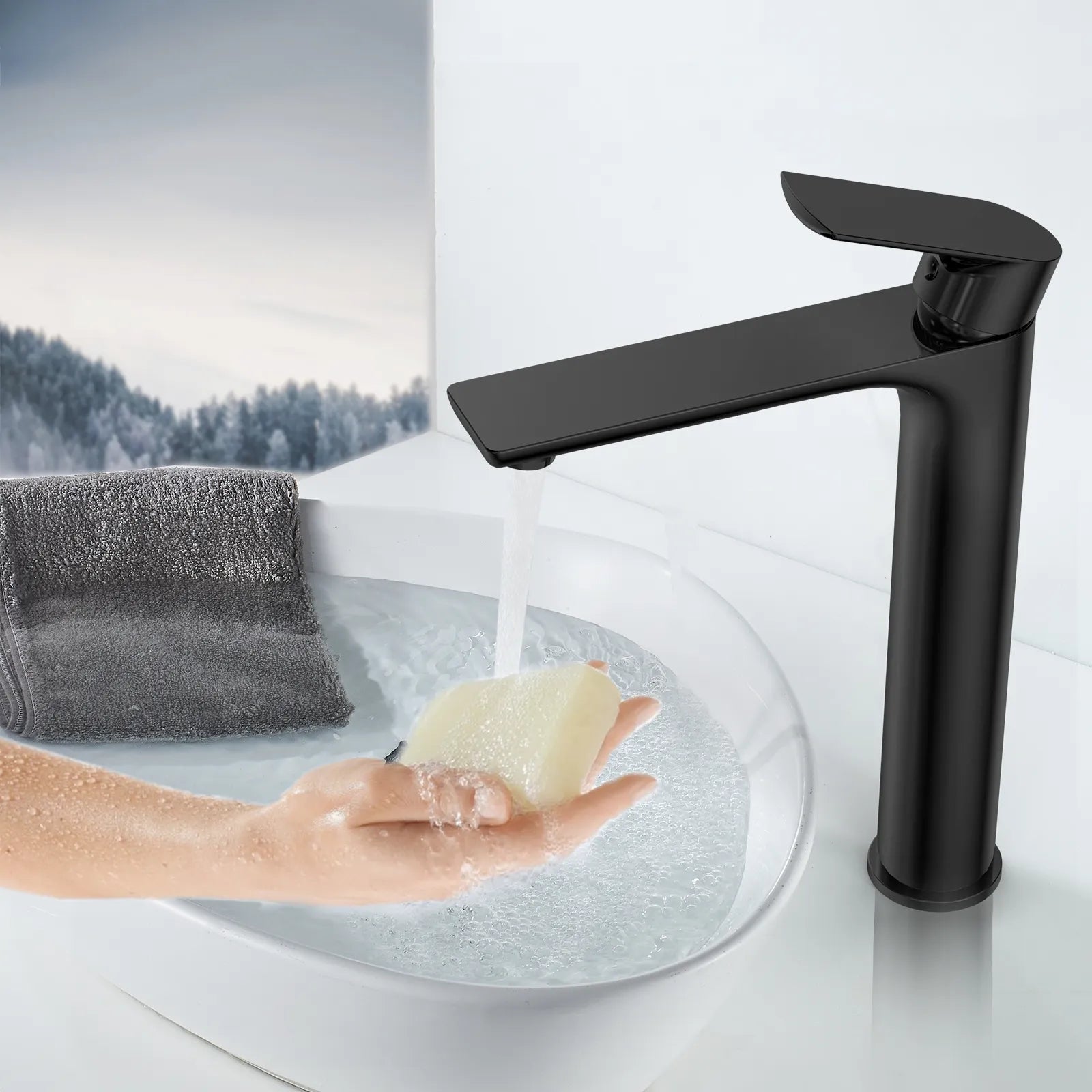 Nile Single Level Tall Brass Basin Faucet - Bathroom Vessel Faucet AB001003
