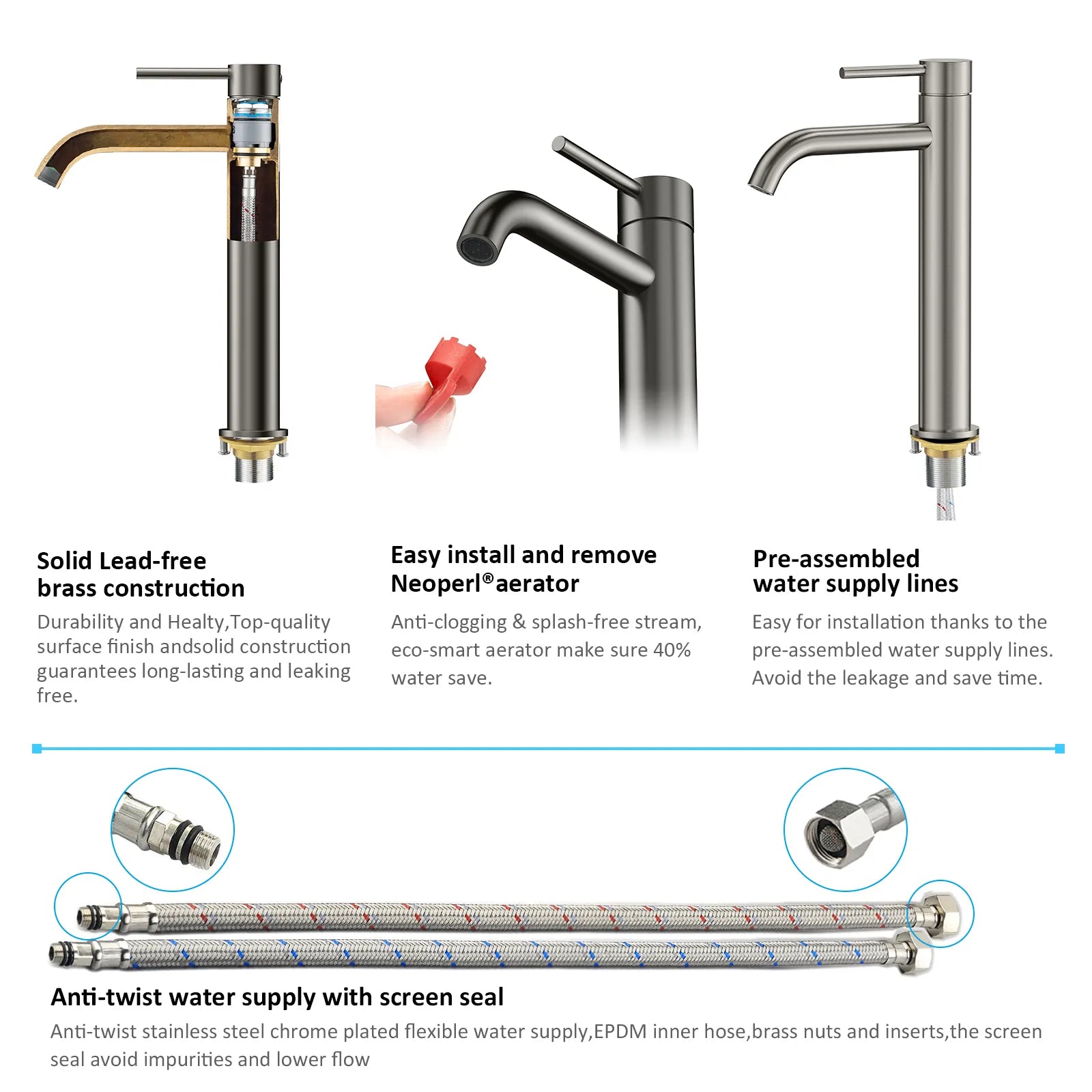 Circular Modern Tall Vessel Sink Faucet AB001004