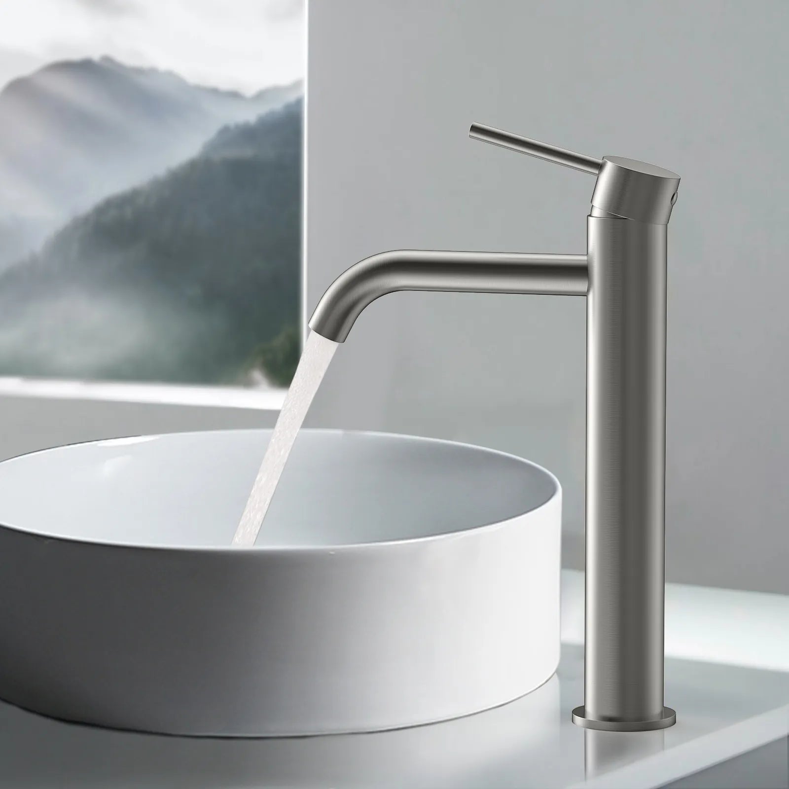 Circular Modern Tall Vessel Sink Faucet AB001004