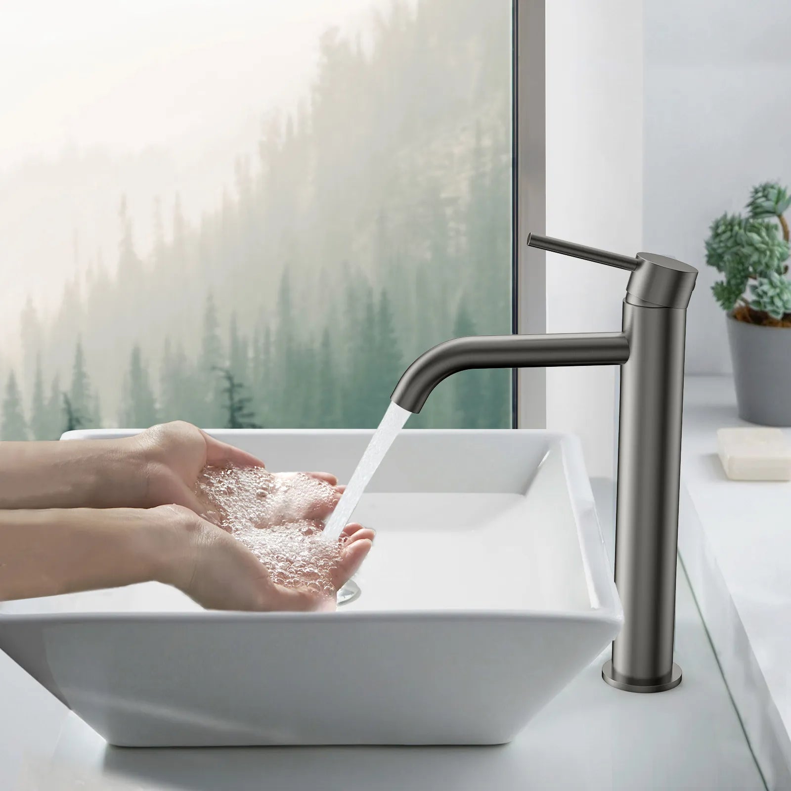 Circular Modern Tall Vessel Sink Faucet AB001004