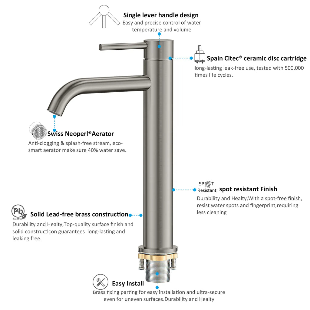 Circular Modern Tall Vessel Sink Faucet AB001004