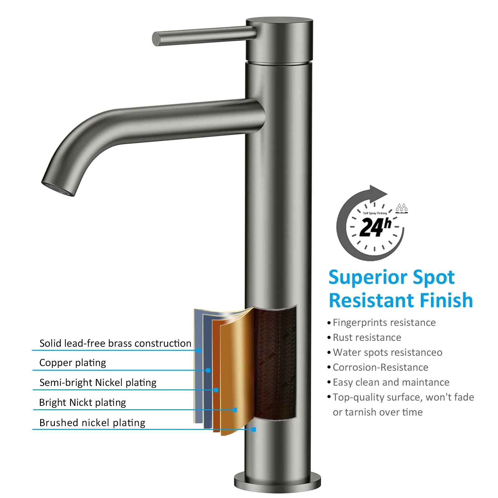 Circular Modern Tall Vessel Sink Faucet AB001004