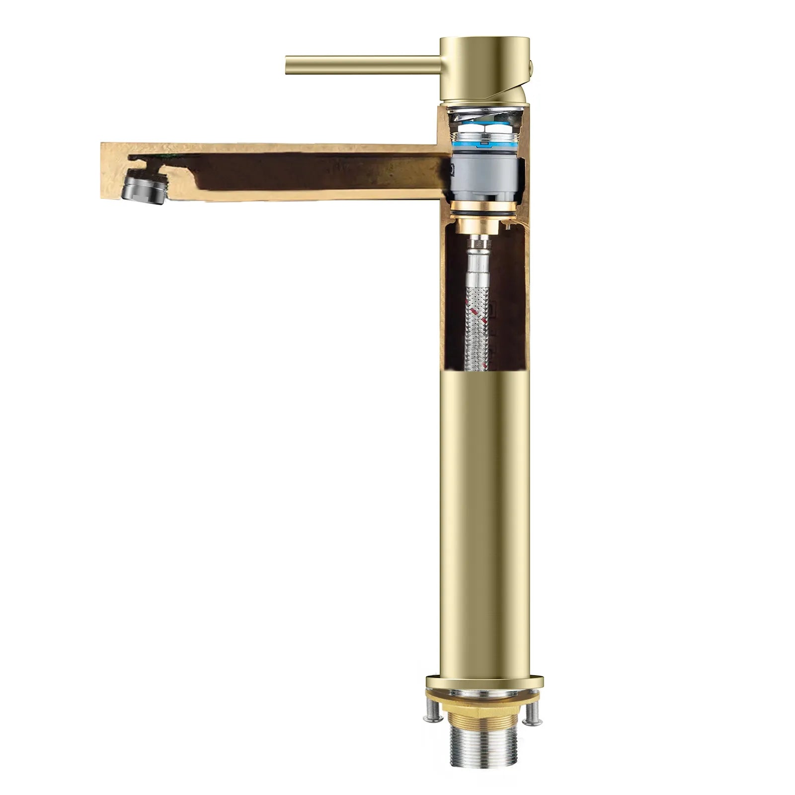 Tall Basin Faucet - Solid Brass Vanity Mixer with Spain ClTEC Cartridge -AB001005