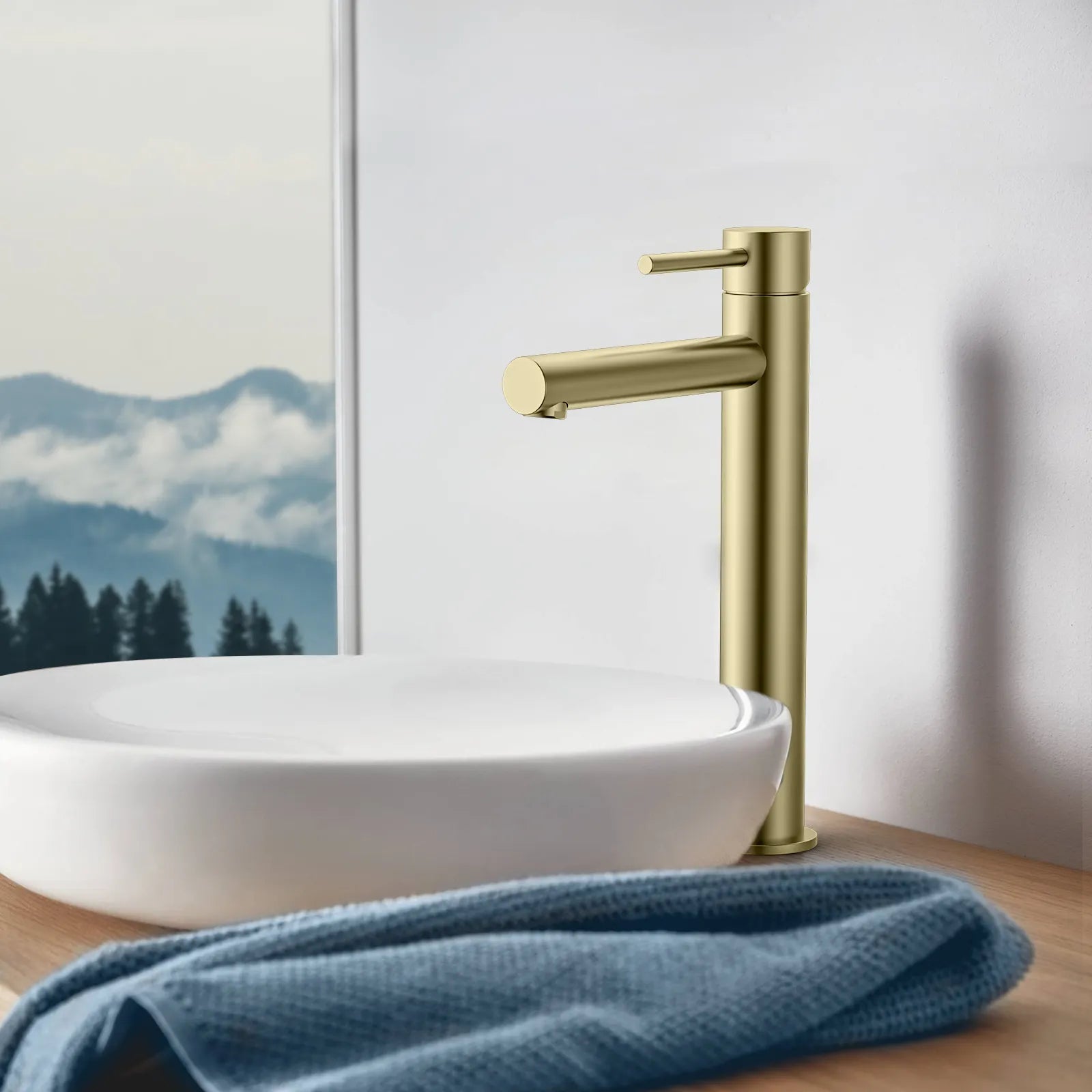 Tall Basin Faucet - Solid Brass Vanity Mixer with Spain ClTEC Cartridge -AB001005