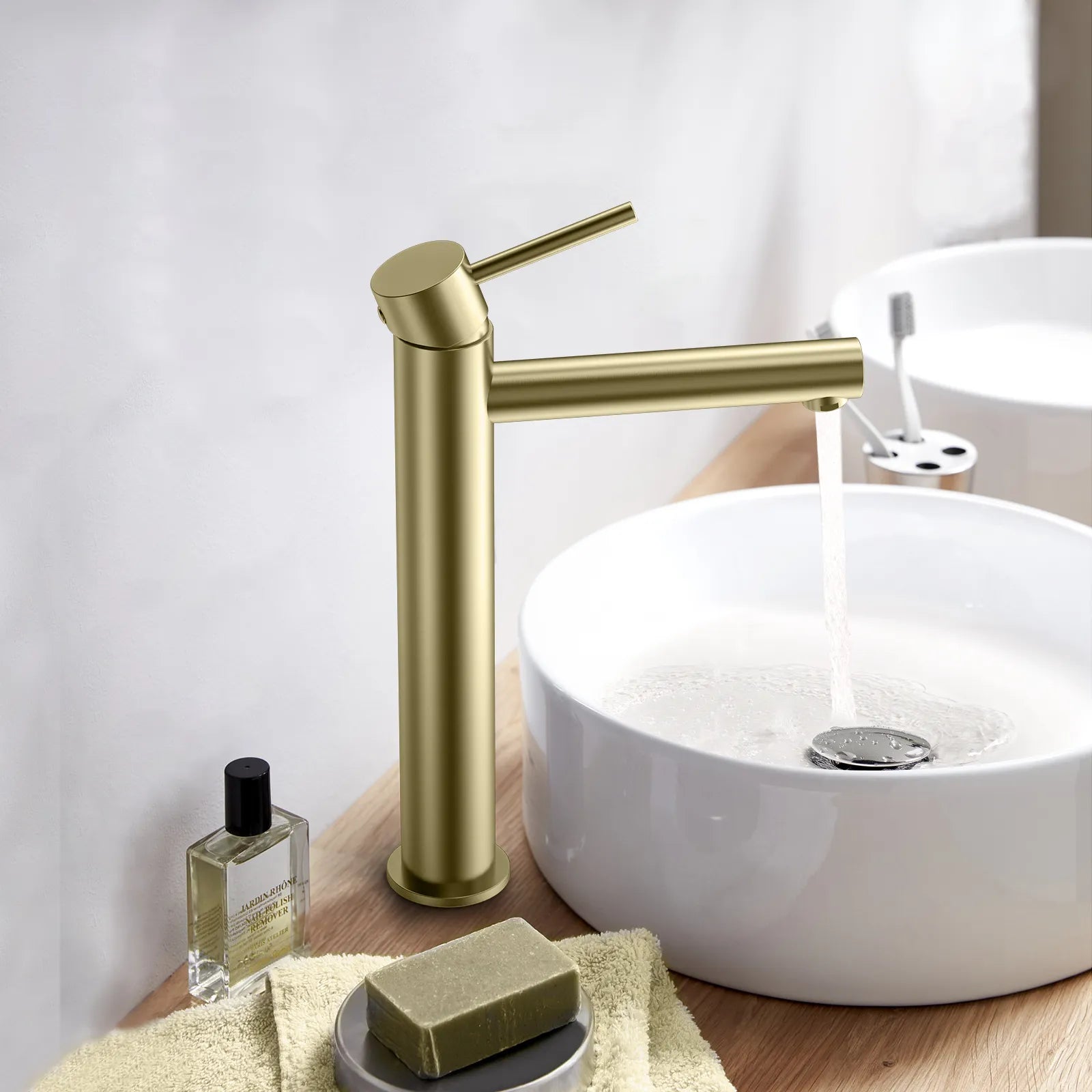 Tall Basin Faucet - Solid Brass Vanity Mixer with Spain ClTEC Cartridge -AB001005