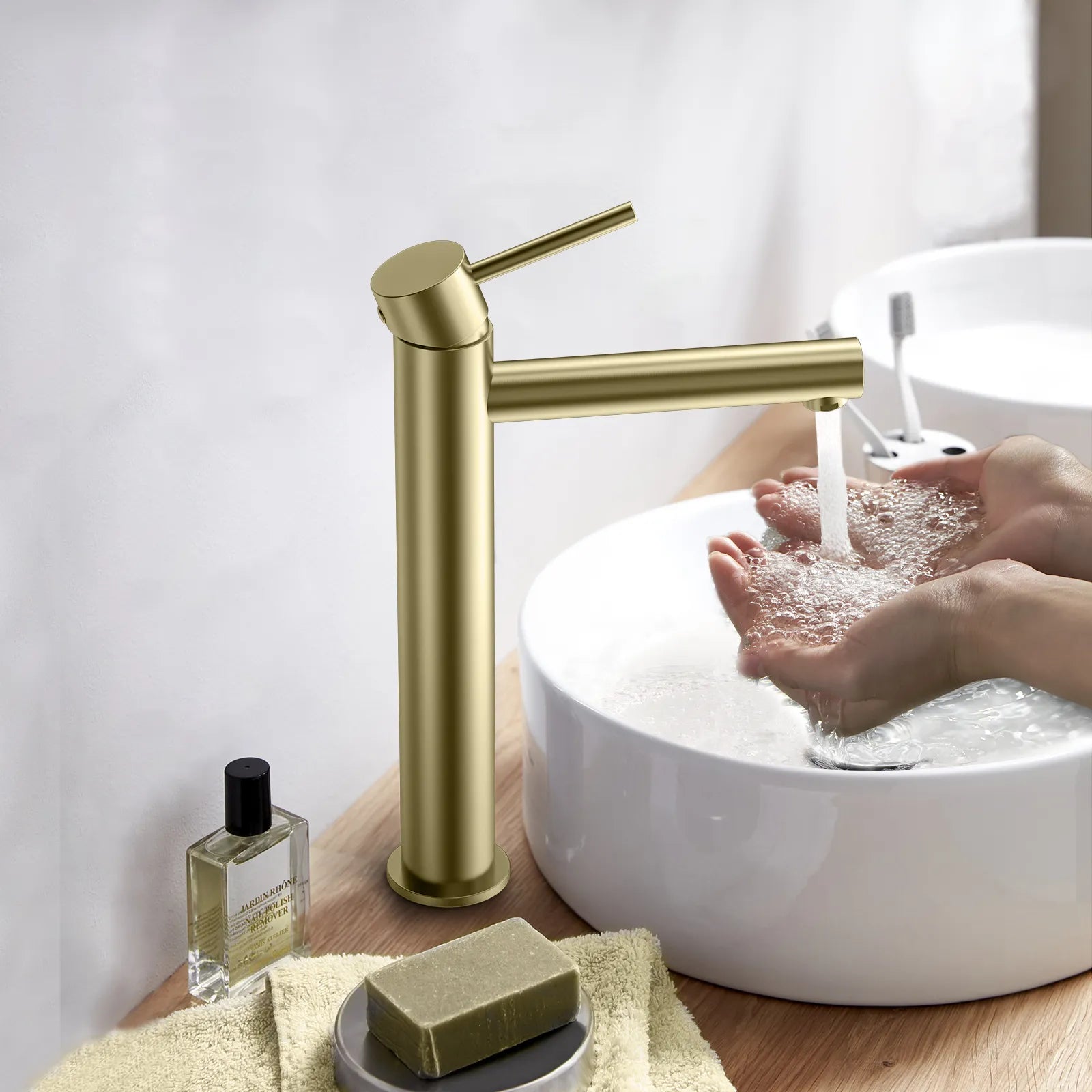Tall Basin Faucet - Solid Brass Vanity Mixer with Spain ClTEC Cartridge -AB001005