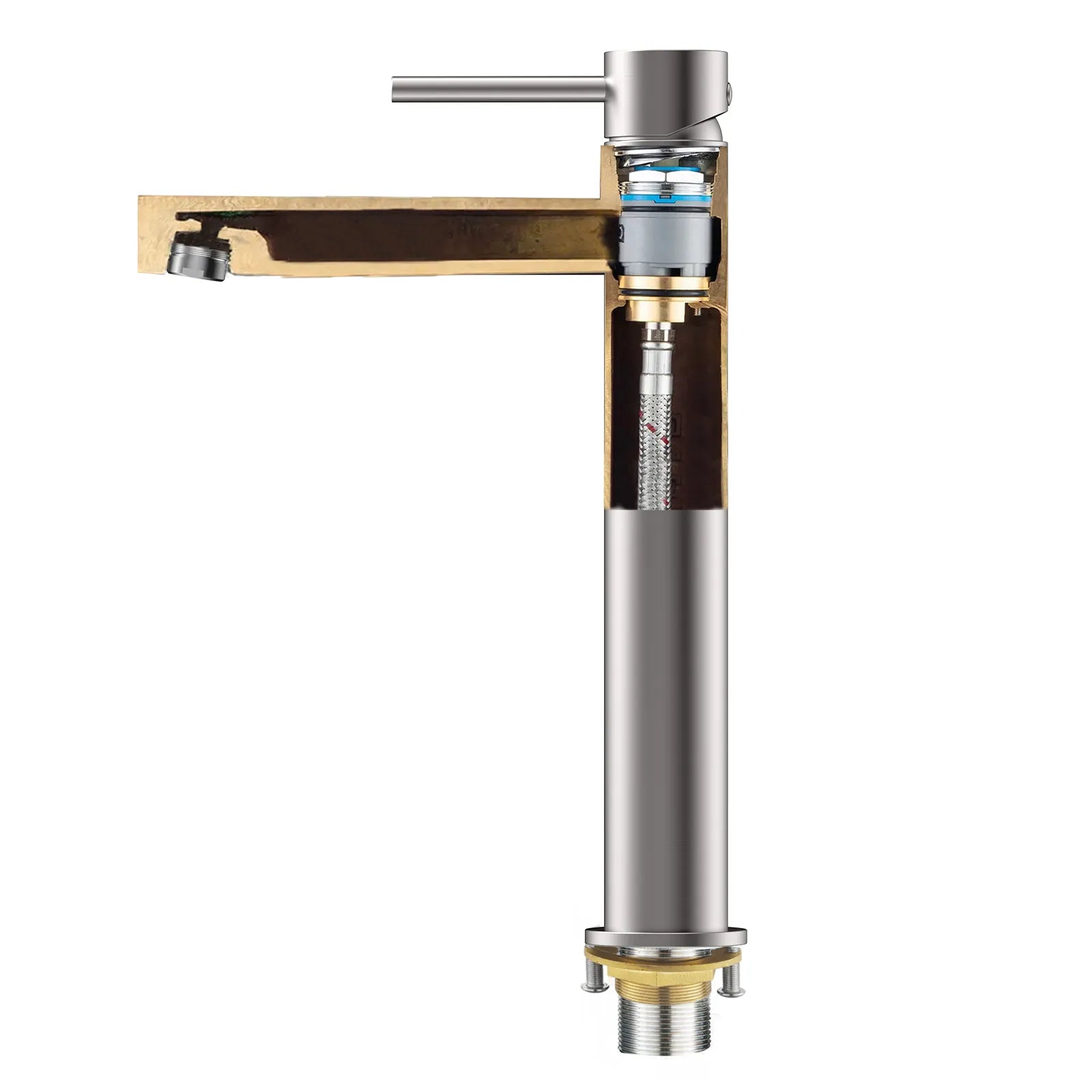 Tall Basin Faucet - Solid Brass Vanity Mixer with Spain ClTEC Cartridge -AB001005