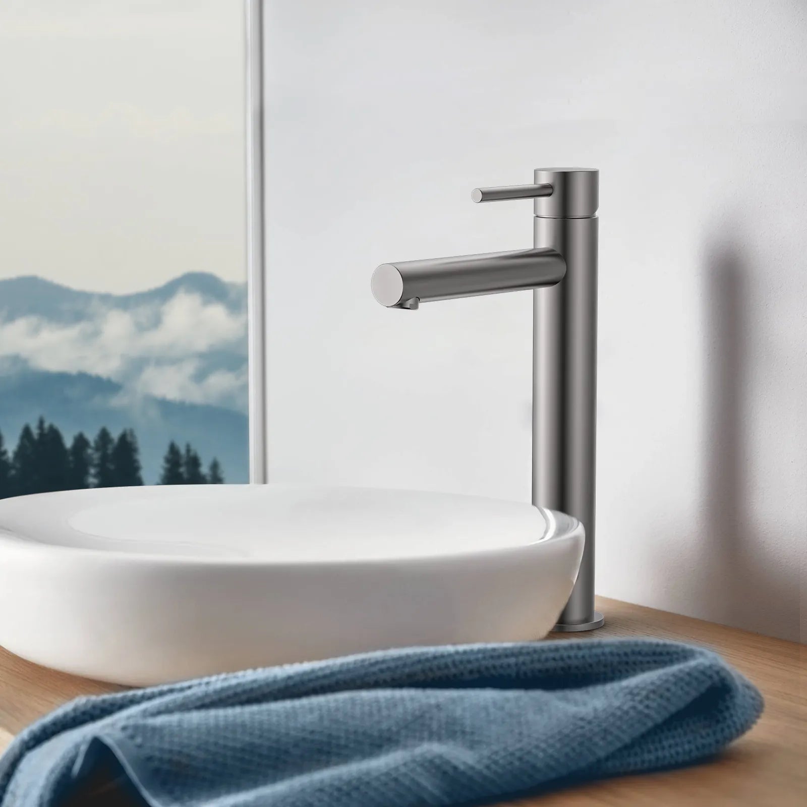Tall Basin Faucet - Solid Brass Vanity Mixer with Spain ClTEC Cartridge -AB001005