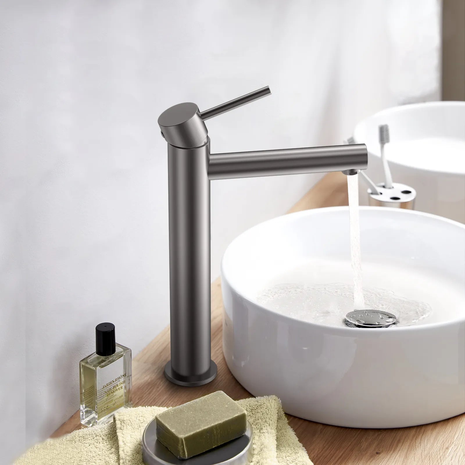 Tall Basin Faucet - Solid Brass Vanity Mixer with Spain ClTEC Cartridge -AB001005