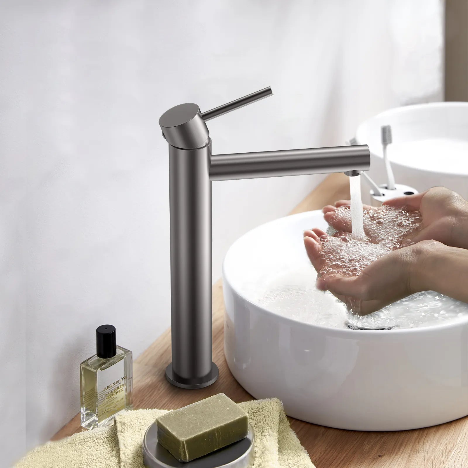 Tall Basin Faucet - Solid Brass Vanity Mixer with Spain ClTEC Cartridge -AB001005