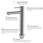 Tall Basin Faucet - Solid Brass Vanity Mixer with Spain ClTEC Cartridge -AB001005