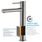 Tall Basin Faucet - Solid Brass Vanity Mixer with Spain ClTEC Cartridge -AB001005