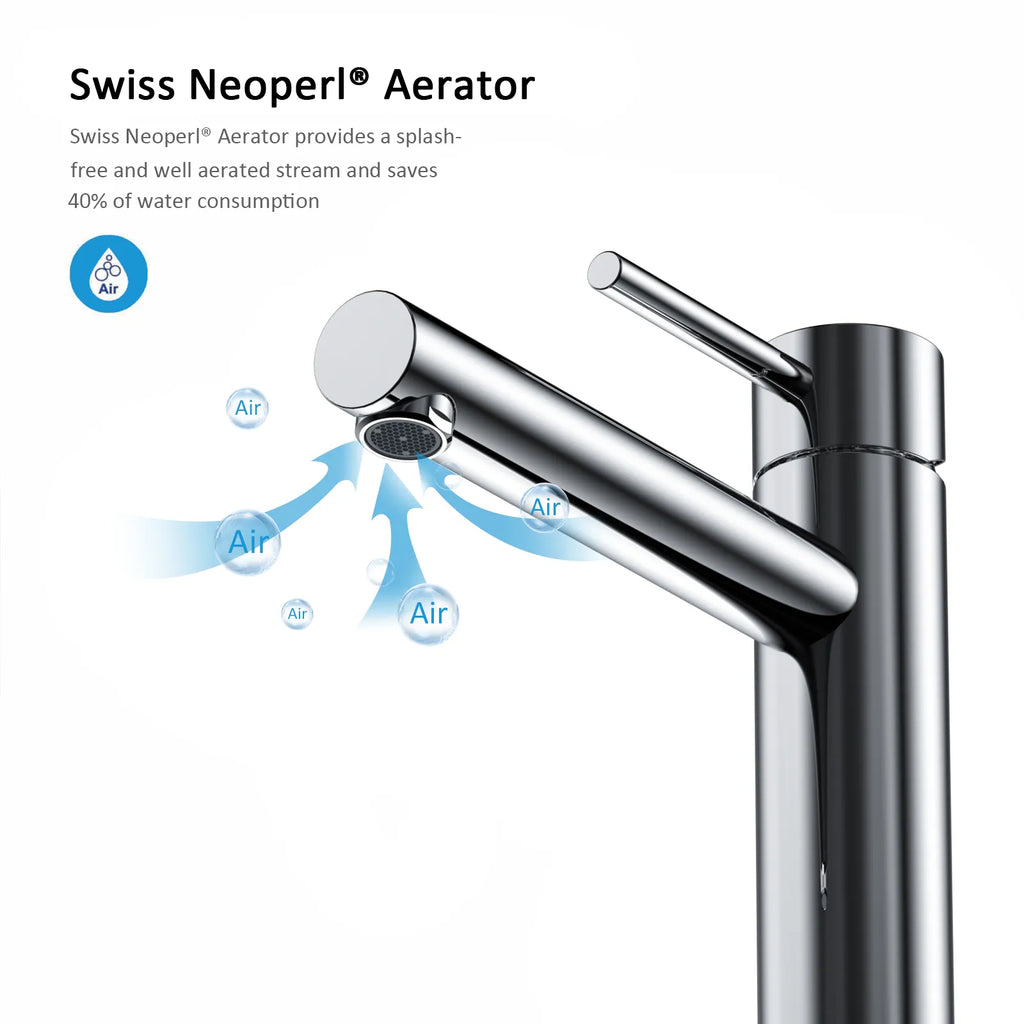 Tall Basin Faucet - Solid Brass Vanity Mixer with Spain ClTEC Cartridge -AB001005