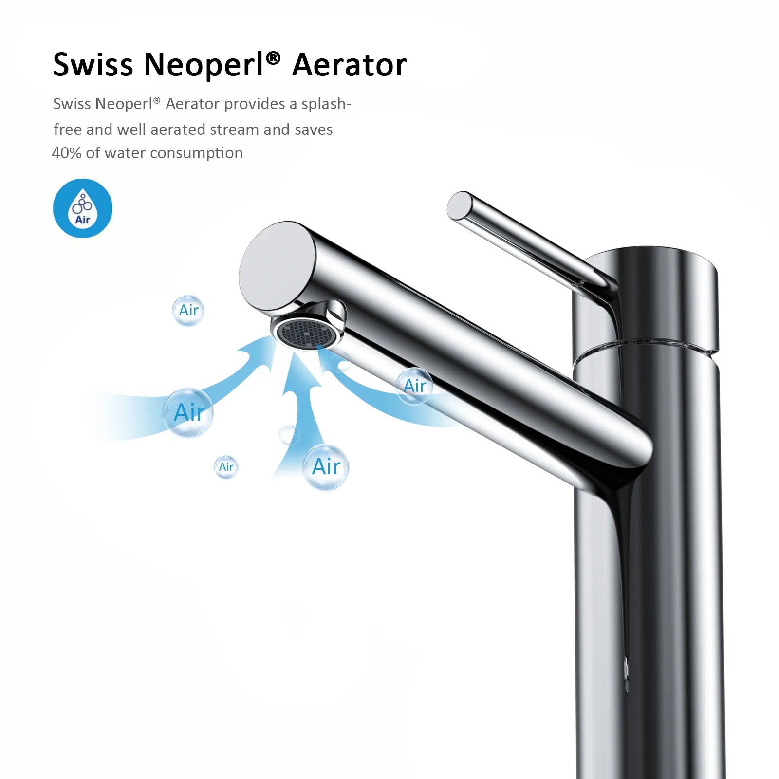 Tall Basin Faucet - Solid Brass Vanity Mixer with Spain ClTEC Cartridge -AB001005