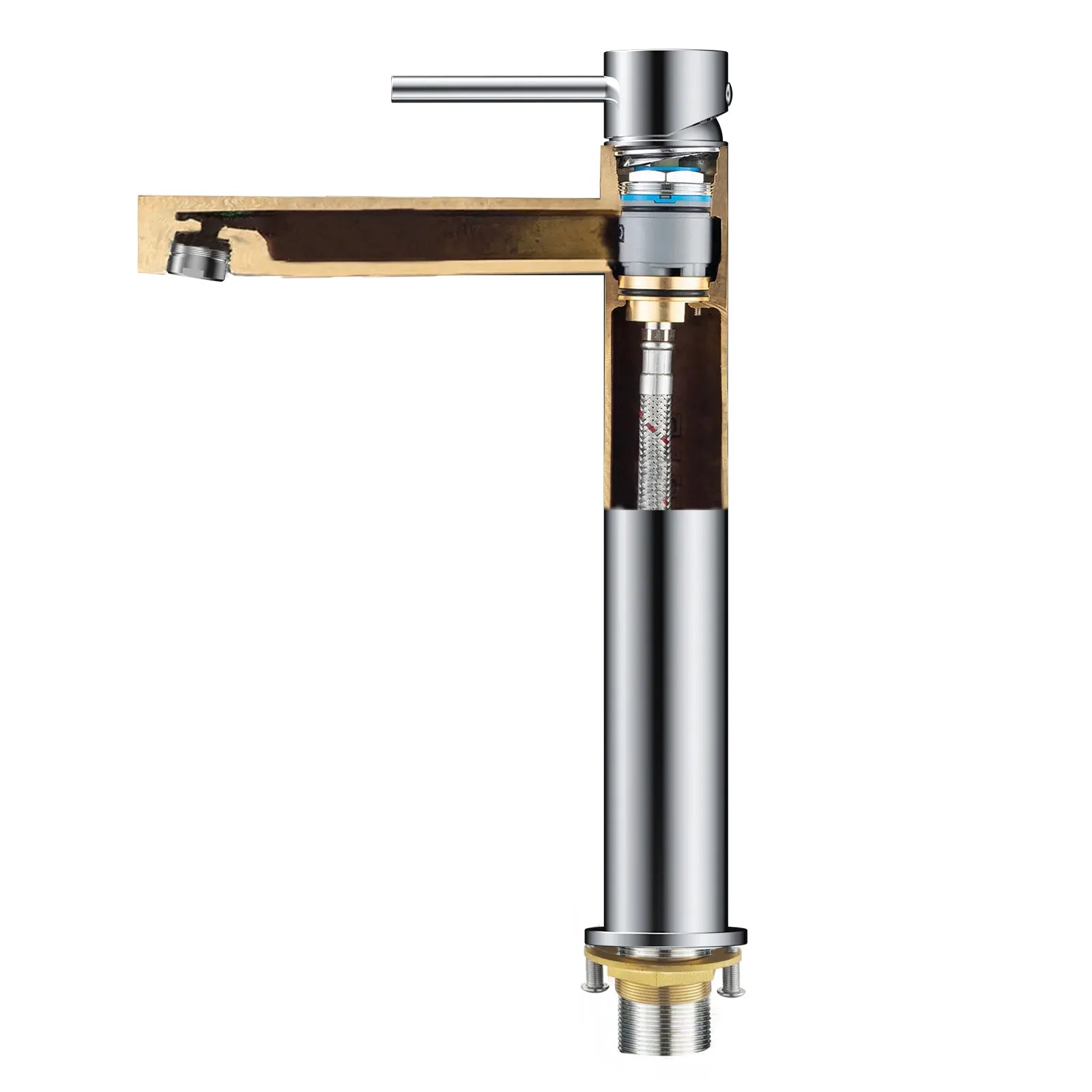 Tall Basin Faucet - Solid Brass Vanity Mixer with Spain ClTEC Cartridge -AB001005