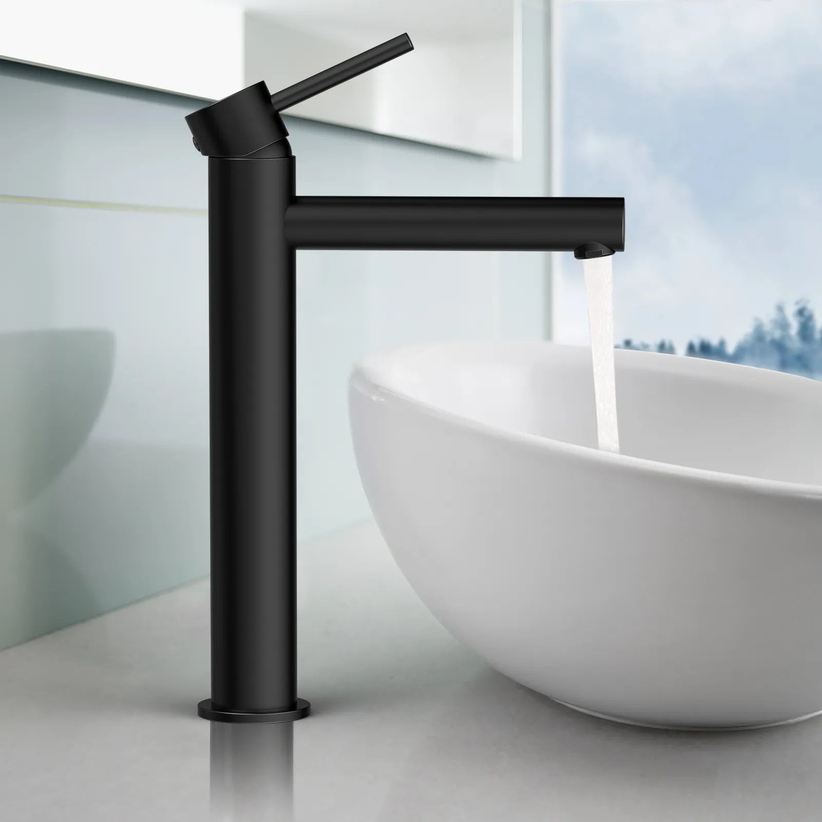 Tall Basin Faucet - Solid Brass Vanity Mixer with Spain ClTEC Cartridge -AB001005