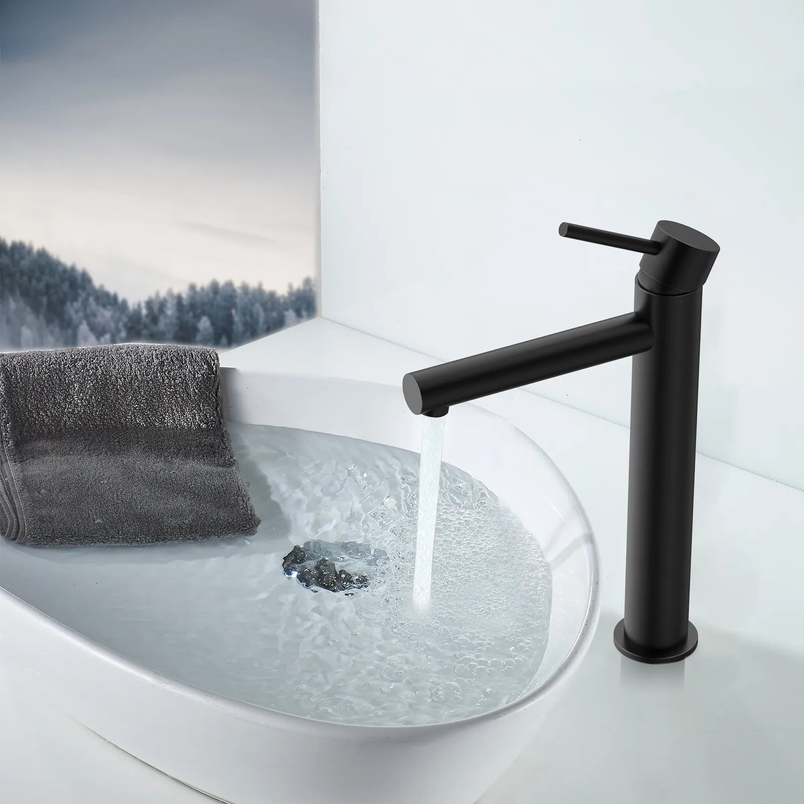 Tall Basin Faucet - Solid Brass Vanity Mixer with Spain ClTEC Cartridge -AB001005