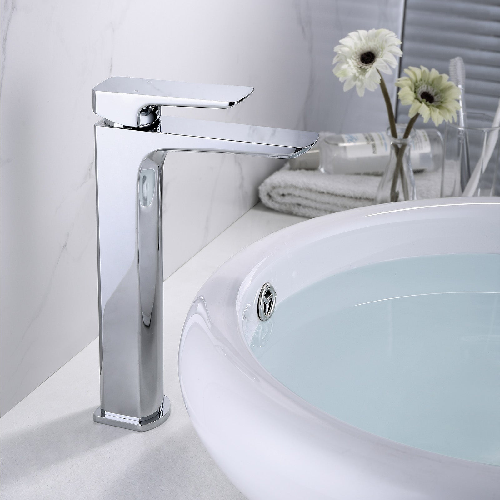 Tall Bathroom Basin Faucet – Single Handle Vessel Faucet – AB001007