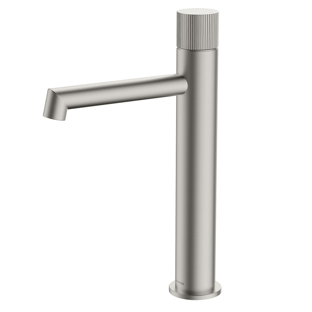 AB001027 Tall Basin Faucet | Solid Brass, Spain CITEC 35mm Cartridge, Swiss Neoperl Aerator Brushed Nickel