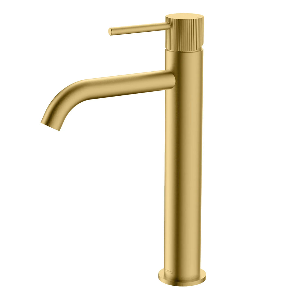 X-Circular Tall Bathroom Vanity Basin Faucet – Single Handle – AB001031 Brushed Gold