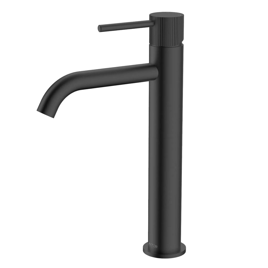 X-Circular Tall Bathroom Vanity Basin Faucet – Single Handle – AB001031 Matte Black