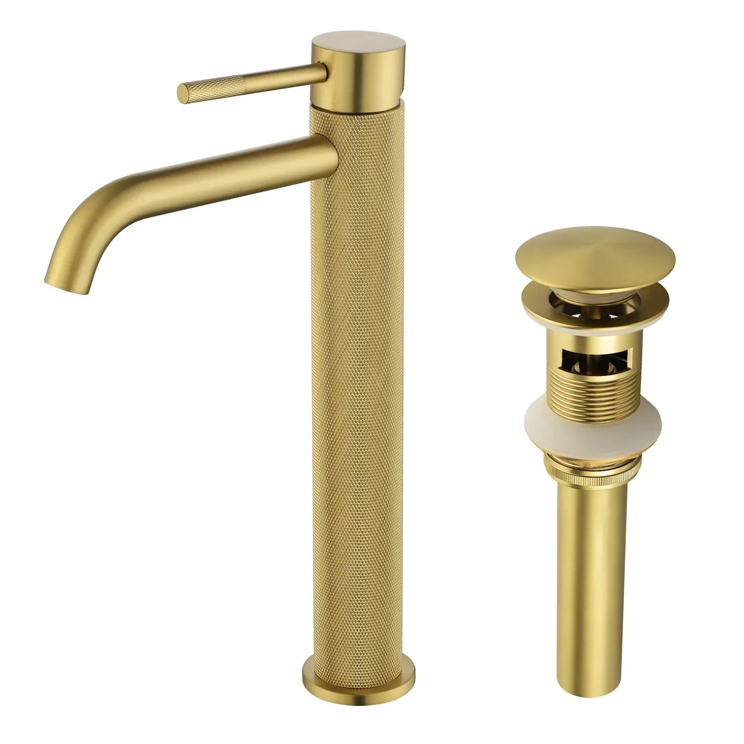 MAXTOR Tall Bathroom Vanity Basin Faucet – Knurled Single Hand Mixer Tap-AB001033