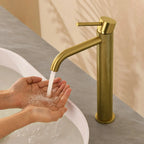 MAXTOR Tall Bathroom Vanity Basin Faucet – Knurled Single Hand Mixer Tap-AB001033