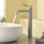 MAXTOR Tall Bathroom Vanity Basin Faucet – Knurled Single Hand Mixer Tap-AB001033