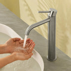 MAXTOR Tall Bathroom Vanity Basin Faucet – Knurled Single Hand Mixer Tap-AB001033