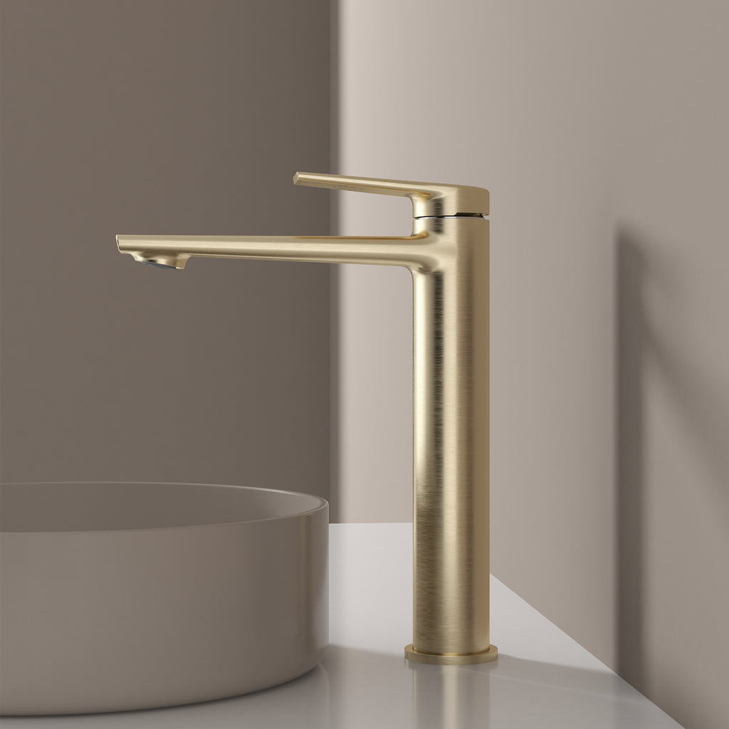 MAXTOR Tall Bathroom Vanity Basin Faucet – Single Handle Solid Brass Vessel Mixer-AB001064