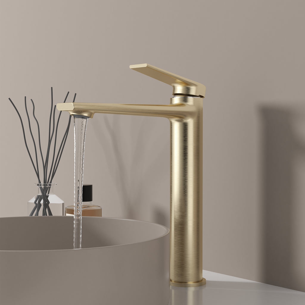 MAXTOR Tall Bathroom Vanity Basin Faucet – Single Handle Solid Brass Vessel Mixer-AB001064