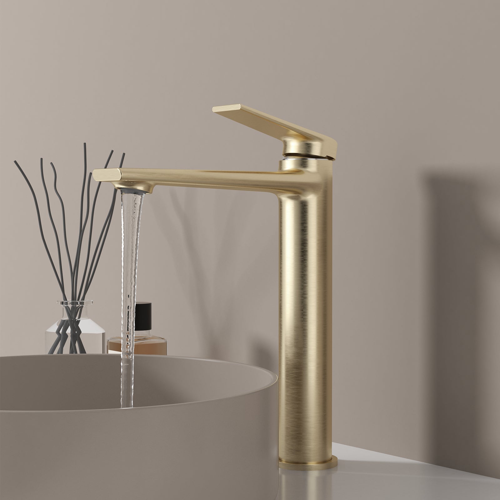 MAXTOR Tall Bathroom Vanity Basin Faucet – Single Handle Solid Brass Vessel Mixer-AB001064