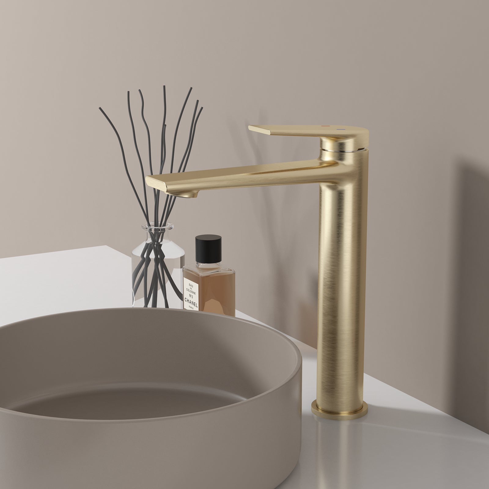 MAXTOR Tall Bathroom Vanity Basin Faucet – Single Handle Solid Brass Vessel Mixer-AB001064