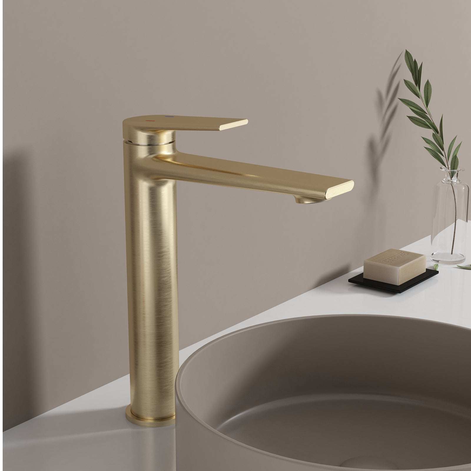 MAXTOR Tall Bathroom Vanity Basin Faucet – Single Handle Solid Brass Vessel Mixer-AB001064