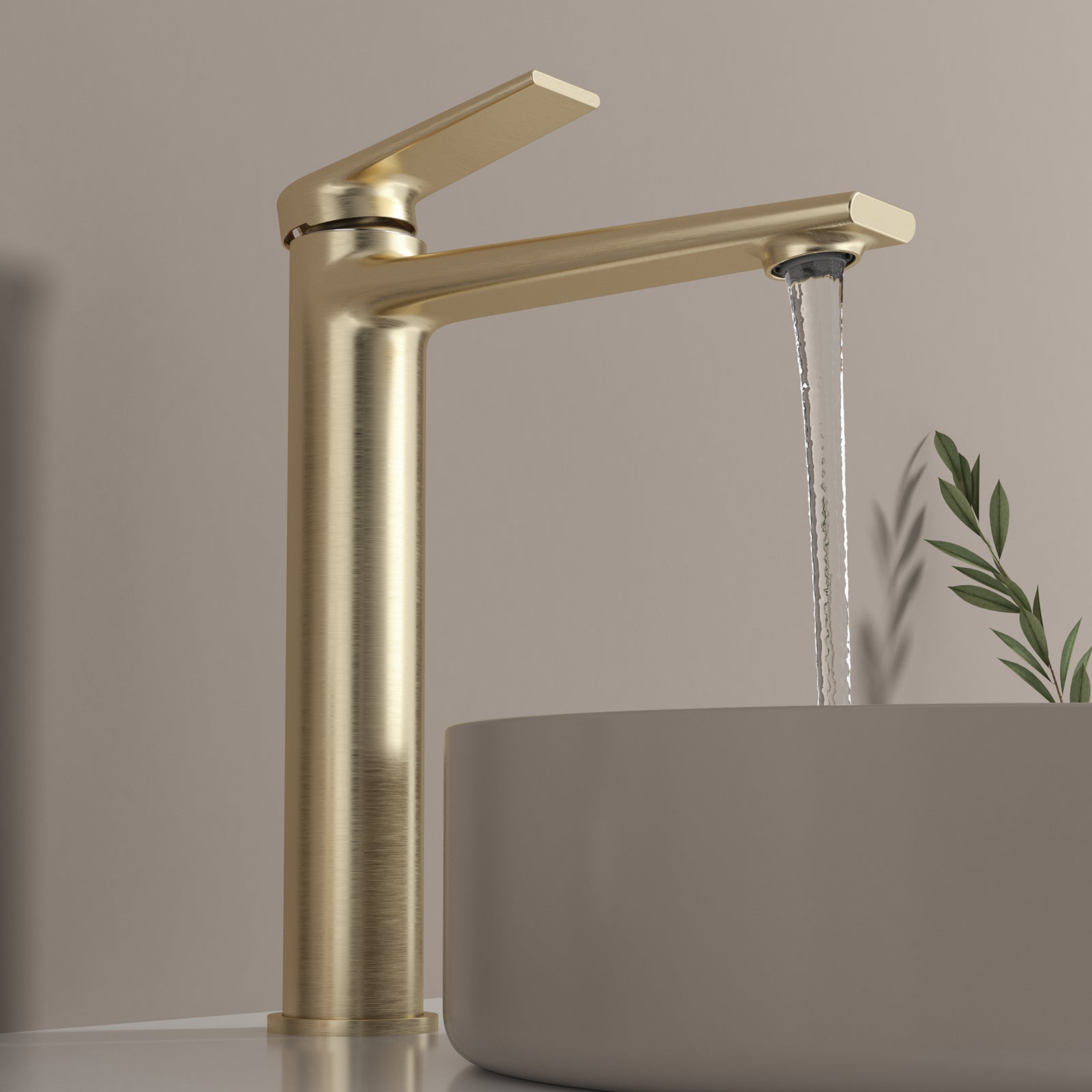 MAXTOR Tall Bathroom Vanity Basin Faucet – Single Handle Solid Brass Vessel Mixer-AB001064