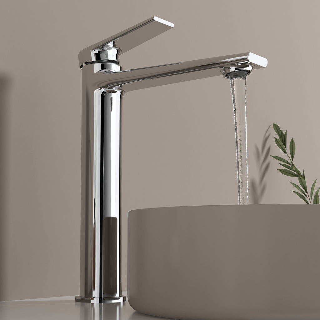 MAXTOR Tall Bathroom Vanity Basin Faucet – Single Handle Solid Brass Vessel Mixer-AB001064